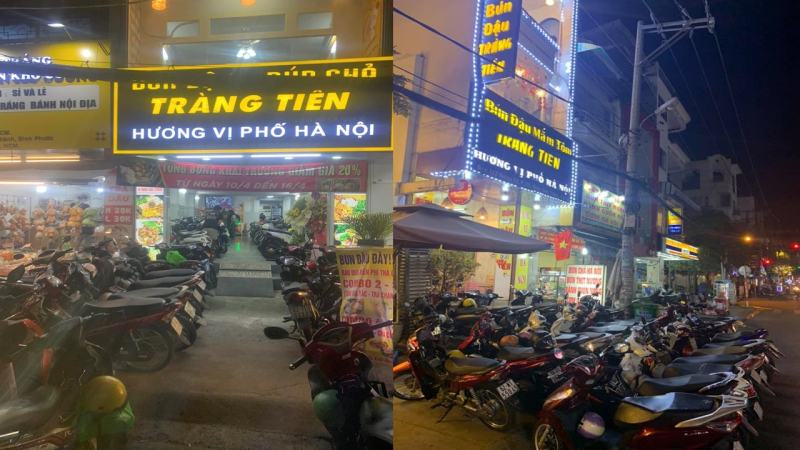 Bún đậu Tràng Tiền có không gian thoáng mát, rộng rãi và bảo vệ rất nhiệt tình dắt xe cho khách