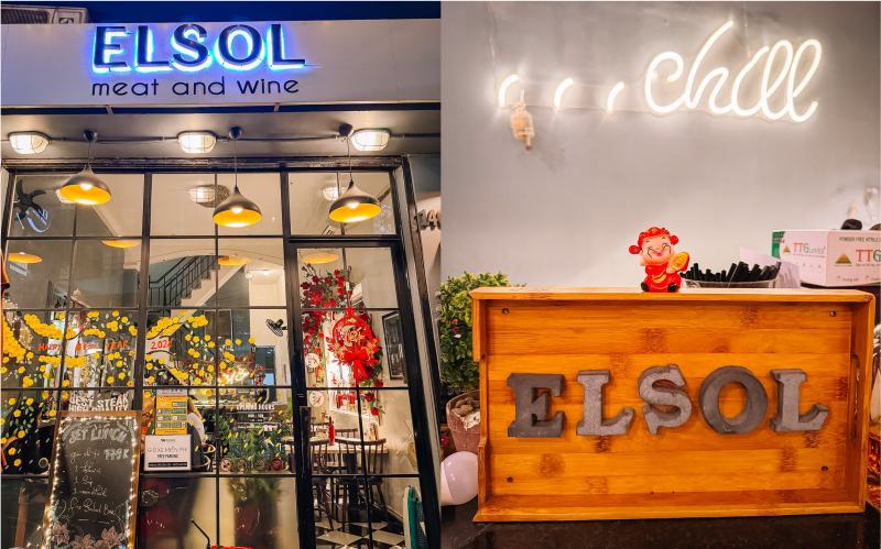 Elsol Meat&Wine có không gian ấm cúng, được trang trí tinh tế phù hợp với những buổi hẹn hò lãng mạn, tiệc kỉ niệm.