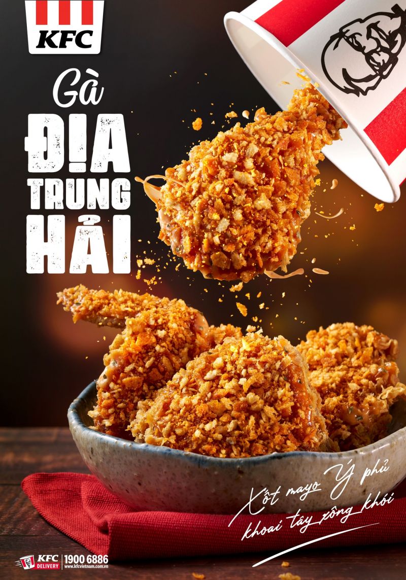 Gà Rán Địa Trung Hải KFC được lấy cảm hứng từ ẩm thực Ý với hương vị ngọt và chua của xốt Mayo Ý kết hợp với khoai tây chiên xông khói giòn thơm đặc trưng của miền Địa Trung Hải.